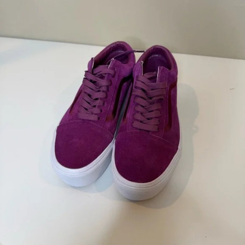 VANS Old Skool Platform Low Suede Women Size 8.5 men size 7 Purple Skate NWOT